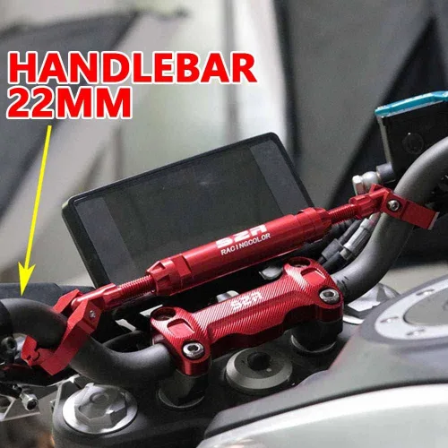Vista 4 de 0.866 in aleación de aluminio Bold grueso motocicleta Accesorios Balance Bar ajustable fuerza palancas manillar travesaño teléfono titular (negro)