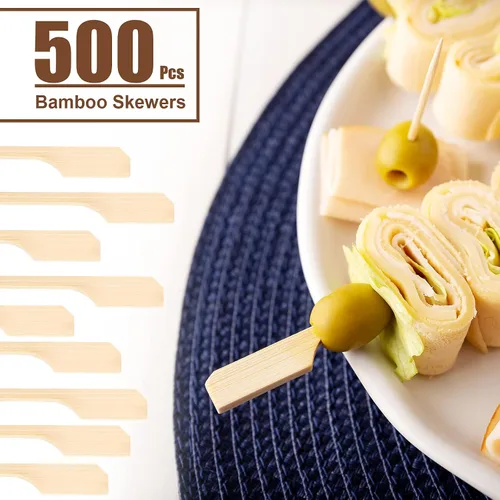 Vista 6 de Chengu - 500 pinchos de paleta de madera de 3.5 pulgadas, palillos de bambú para aperitivos de alimentos, palillos de madera de bambú