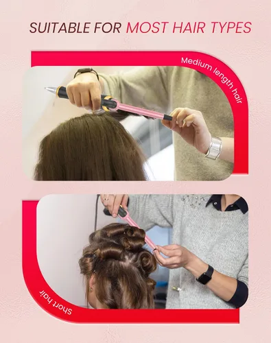 Vista 5 de Ukliss Mini rizador de 1/2 pulgada, rizador de barril pequeño de viaje para cabello corto y flequillo, calor rápido de 30 segundos, 5 ajustes