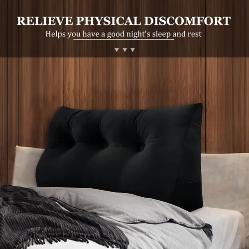 Vista 7 de Almohada de cuña doble gruesa de 8 libras para cabecero de dormitorio universitario, almohada de cuña de terciopelo con respaldo triangular