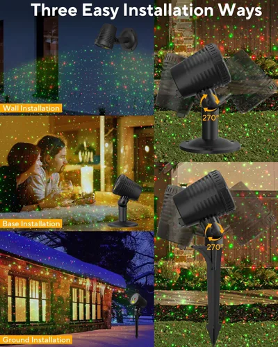Vista 4 de Neroupe Proyector de luces de Navidad para exteriores impermeables con control remoto, decoraciones de Navidad al aire libre, luces de jardín