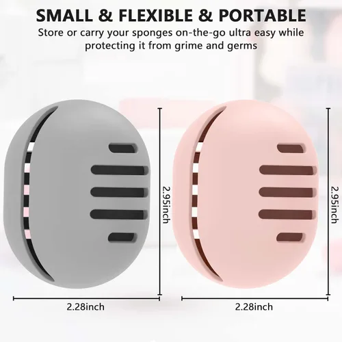 Vista 4 de 4 piezas de soporte para Beauty Blender Estuche de soporte para esponja de maquillaje de silicona transpirable de doble cara para viajes o uso