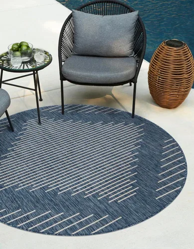 Vista 39 de Unique Loom Outdoor Modern Collection - Alfombra rectangular de 2 x 3 pies 1 pulgada, color azul y marfil