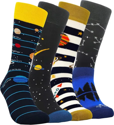Vista 20 de HSELL Calcetines de vestir para hombre, diseños divertidos y locos, calcetines de algodón con patrón novedoso, regalos divertidos para hombres 12