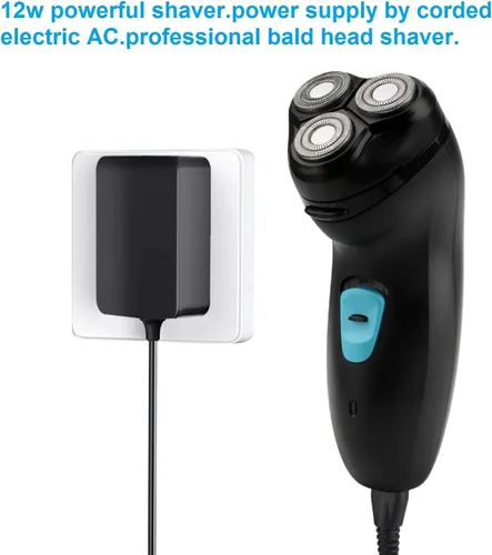 Vista 7 de Afeitadora eléctrica con cable para hombres. Afeitadora de cabeza profesional para hombre calvo. Navaja flotador 3D para máquina de afeitar cerrada.