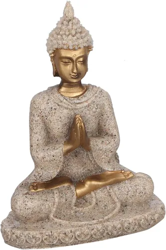 Vista 9 de Hilitand Mini escultura de Buda sentado de piedra arenisca, estatua de meditación, figura tallada, estatua para decoración del hogar, adorno