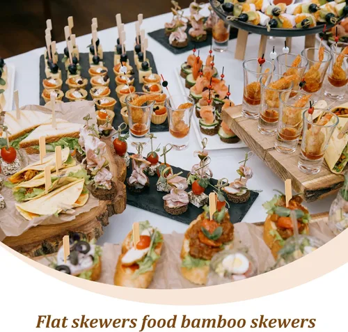 Vista 7 de Minatee 3000 piezas de pinchos de bambú para aperitivos, palillos de dientes, brochetas anchas de madera para brochetas de cóctel, kababs de frutas