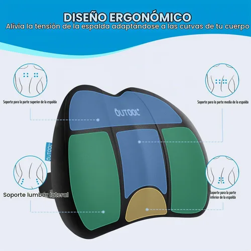 Vista 5 de QUTOOL - Soporte lumbar patentado para aliviar la presión de la silla de Mejora la postura, almohada ergonómica de apoyo para la espalda baja