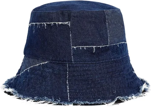 Vista 5 de MILAKOO Gorra unisex de pescador de mezclilla lavada para mujer, de ala ancha, ligera, plegable