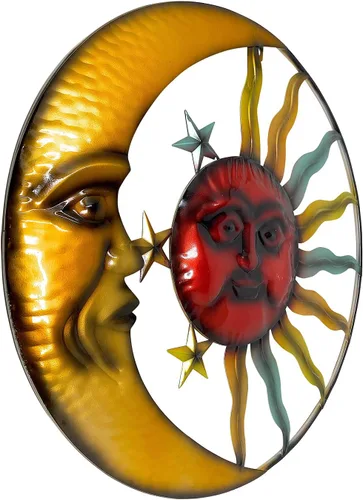 Vista 2 de STC World Sunface Moon Stars Celestial Metal Art Interior Exterior Wall Garden Decor 20