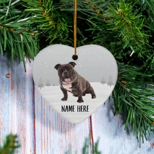 Vista 2 de Personalized Name American Bully Puppy Christmas Tree Ornaments Heart Ceramic Decorations Gifts for Dog Mom