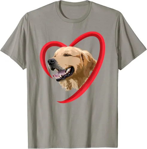 Vista 25 de Golden Retriever Corazón, regalo para ella, camiseta del día de San Valentín, Negro
