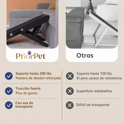 Vista 8 de Rampa para perros para sofá, antideslizante, resistente, plegable, soporta hasta 200 libras, ajustable de 7 a 20 pulgadas, plataforma de aterrizaje