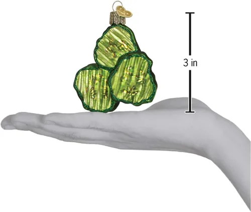 Vista 3 de Old World Christmas Adornos: Pepinillo Chips Vidrio Soplado Adornos para Árbol de Navidad (28105)
