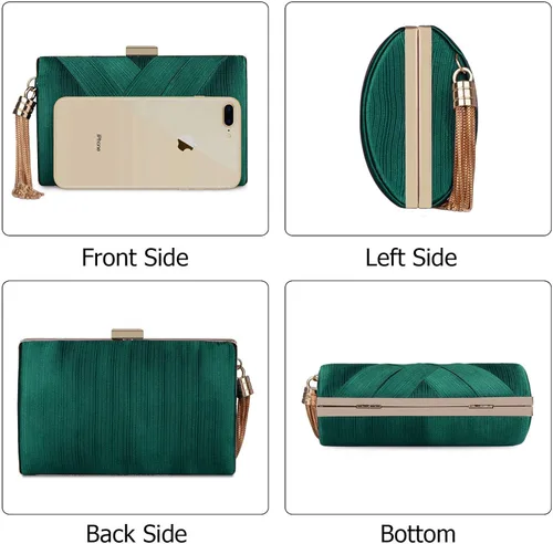 Vista 2 de BAGLAMOR Bolsos de noche de las mujeres elegante borla bolso embrague bolso para novia boda baile noche fuera fiesta
