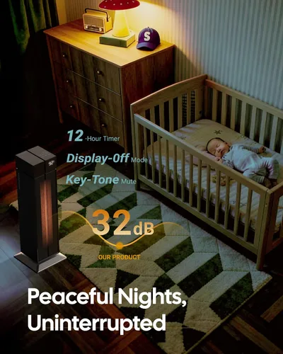 Vista 7 de Calentador de espacio para habitación grande, calentadores eléctricos de 25 pulgadas para uso en interiores con oscilación de 120°, 3 niveles