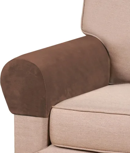 Vista 9 de PrinceDeco 2 Pack Thick Velvet Stretch Armrest Covers for Chairs and Sofas, Non Slip, Blue