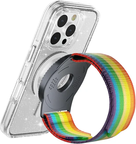 Vista 3 de BAISRKE Magsafe - Soporte magnético para teléfono para correr para iPhone y Android, agarre giratorio de 360° (arco iris y plomizo, regular