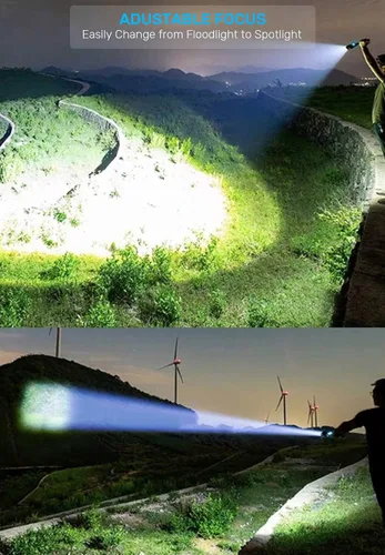 Vista 4 de Linterna UV de luz negra, linterna recargable USB con base magnética, luz alta, luz lateral, 7 modos, zoomable, resistente al agua - Linterna LED