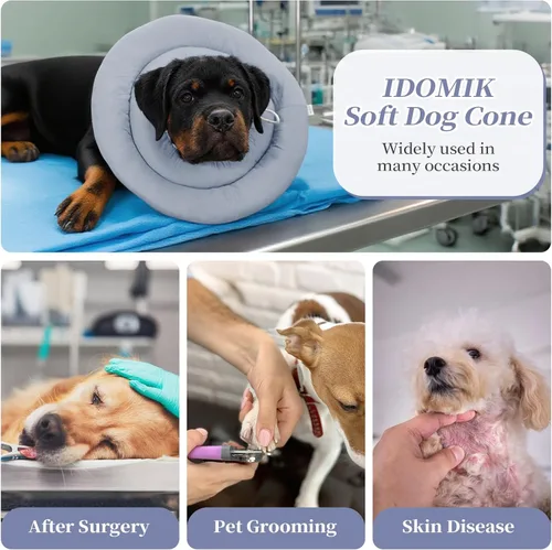 Vista 7 de IDOMIK - Collar de recuperación para perros, cono suave impermeable para perros después de la cirugía Comfy Protective Elizabethan Collar