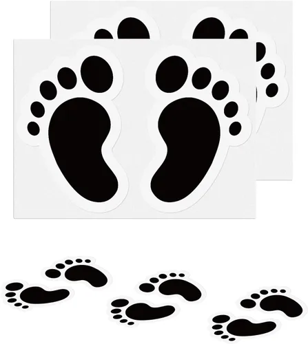Vista 16 de 20 pares de calcomanías de huellas negras de 3 x 7 pulgadas, vinilo autoadhesivo para zapatos, decoración de pies a distancia, impermeable