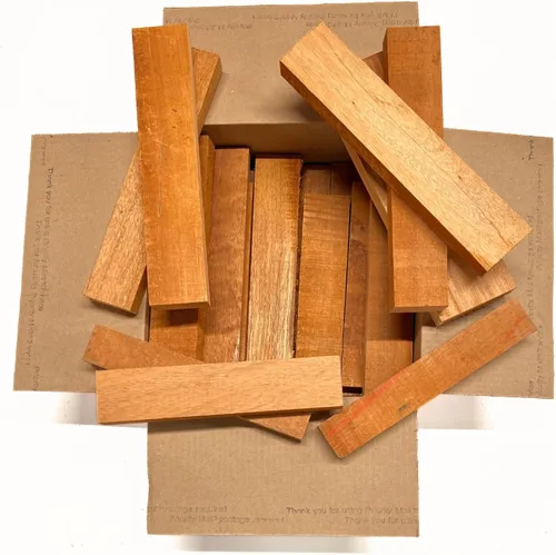 Vista 8 de Exotic Wood Zone 's Scarp Wood Cut Offs Box de caoba Chatarra de madera para tallar rollos de madera corta Tablas de madera