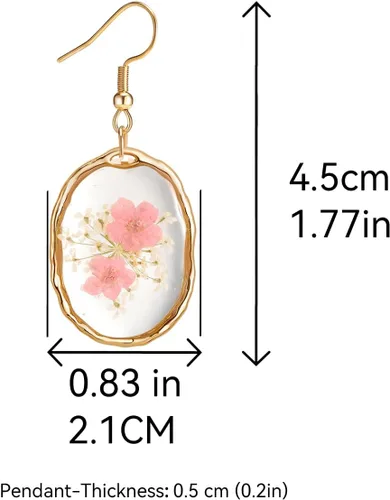 Vista 4 de Pressed Flower Earrings,Handmade Forget-Me-Not and Queen Anne's Lace Wildflower Earrings,Unique Resin Dried Flower,Perfect for Parties