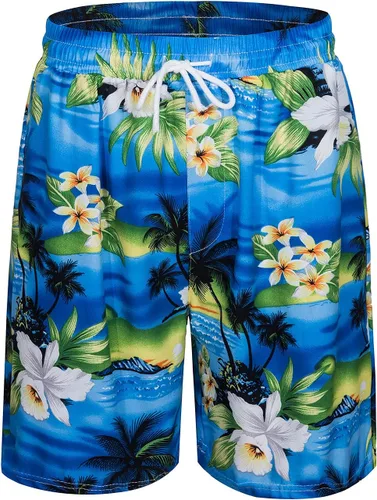 Vista 4 de TUNEVUSE Camisa hawaiana de manga corta para hombre, trajes con estampado de flores, conjuntos tropicales de 2 piezas, camisas y pantalones cortos