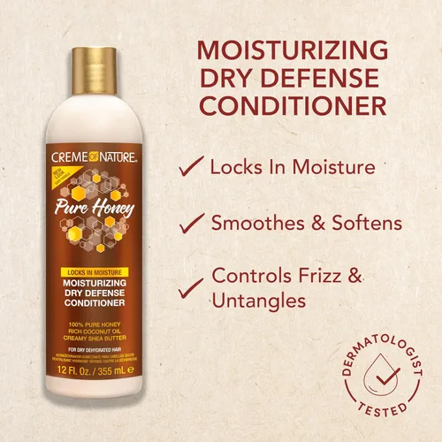 Vista 3 de Creme of Nature Pure Honey Acondicionador Hidratante de Defensa Seca Moisturizing, Hidrata, Desenreda y Suaviza el Cabello Seco, Regalo de Cuidado