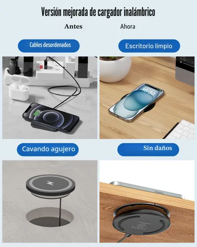 Vista 4 de Eazpower Cargador inalámbrico invisible, cargador inalámbrico de 0.000-1.181 in debajo del escritorio, doble uso en o oculto debajo de la mesa
