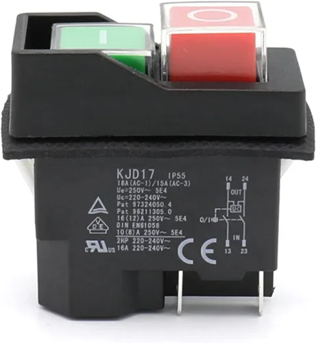 Vista 5 de KLD28/KJD17 KLD28A/KJD17A Interruptores de botón de arranque electromagnético Equipo de máquina herramienta IP55 impermeable seguridad bruja 28A