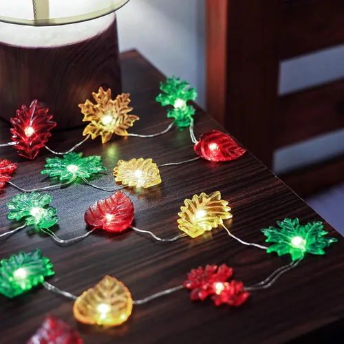 Vista 5 de HXT BARTLETT - Guirnalda de luces de otoño para decoración de otoño, funciona con pilas, 10 pies, 30 LED, interior/exterior, decoración de hojas