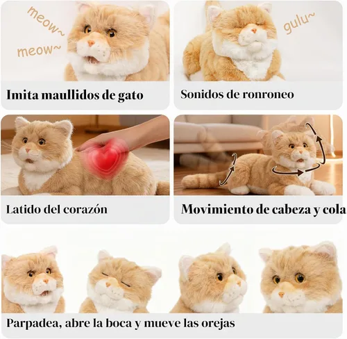 Vista 3 de Chongker Animal de peluche interactivo de gato robot de 24.8 pulgadas para Orange_pro