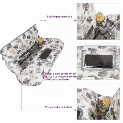 Vista 3 de RHYDEER Funda para carrito de compras para bebé, funda para silla alta 2 en 1, enrolla y listo, ajuste universal