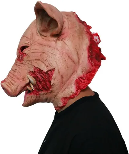 Vista 3 de Gmasking Máscara de látex de cabeza de cerdo de carnicero de látex para fiesta de disfraces de Halloween