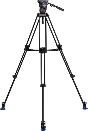 Vista 2 de Benro BV4 Pro Kit de trípode de video con cabezal de video fluido BV4, patas de aluminio de tazón de 2.953 in, esparcidor de nivel medio y soporte