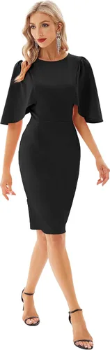 Vista 5 de GRACE KARIN - Vestido entallado con falda de tubo y mangas 34 con volantes para mujer, diseño de negocios