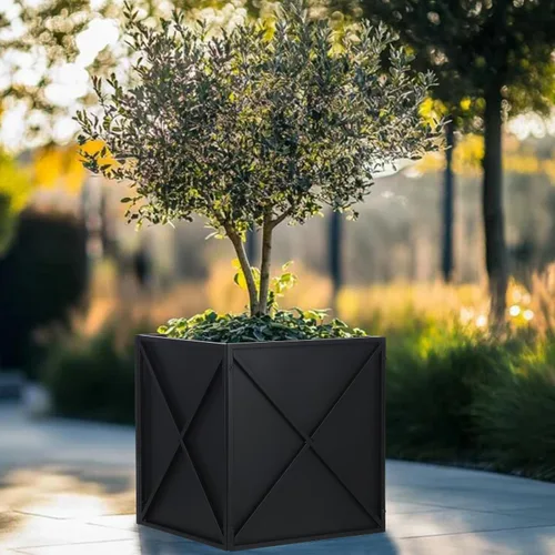 Vista 6 de BAYN Macetero Cuadrado de Metal Maceteros Altos para Plantas de Exterior Moderno Resistente con Agujeros de Drenaje para Exterior Interior Patio