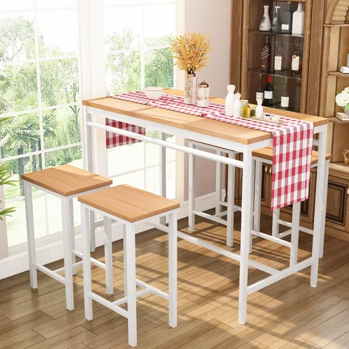 Vista 4 de DKLGG Juego de mesa de comedor para 4 mesas de cocina y sillas para 4, mesa de cocina pequeña con 4 taburetes, juego de mesa de comedor de madera