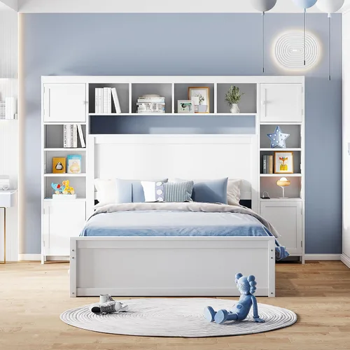 Vista 11 de Harper & Bright Designs Cama de plataforma de madera tamaño individual con cajones de almacenamiento para ahorrar espacio, marco de cama vintage