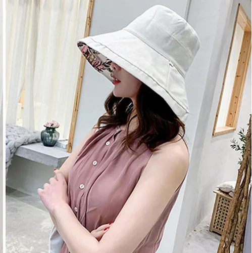 Vista 4 de Sombreros de sol para mujer, de ala ancha, para verano, playa, pesca, reversibles, plegables, con protección UV