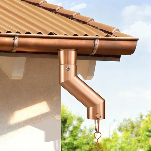 Vista 6 de Adaptador de canalón de cadena de lluvia Traje de instalación de oro para Dorado