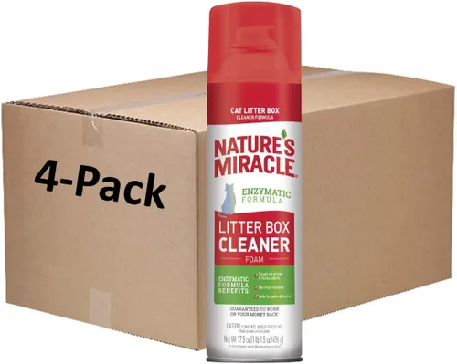 Vista 11 de Limpiador de bandeja de espuma Nature’s Miracle, resistente a los olores de orina de gato, fórmula enzimática, 17.5 oz (495 g)