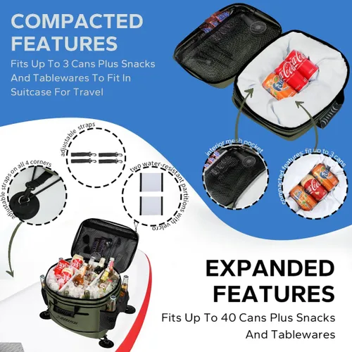 Vista 4 de MORXPLOR Bolsa impermeable de PVC para cubierta de paddleboard, 40 latas Sup Deck Cooler Bag,Bolsa enfriadora para paddleboard,Bolsa térmica