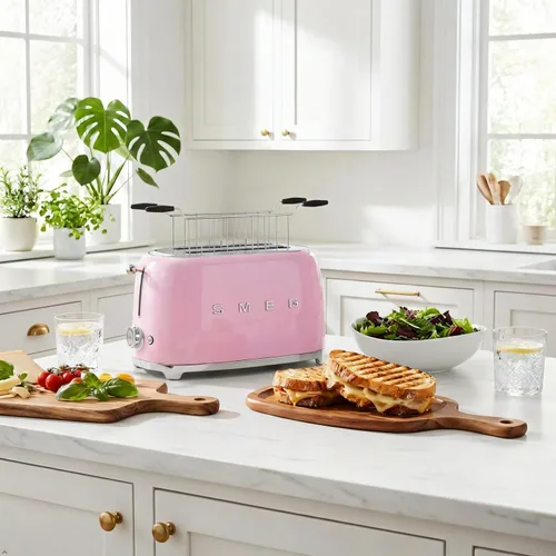 Vista 2 de SMEG TSSR02 - Juego de 2 jaulas para tostadas de acero inoxidable con asas anticalor, compatible con tostadoras de 4 rebanadas SMEG TSF02