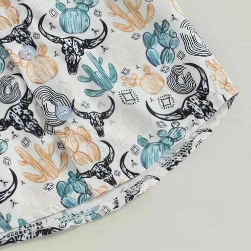 Vista 5 de Ropa occidental para bebé, camisas con estampado de vaca, manga corta, botones y cuello de solapa, camiseta de verano 6M-4T