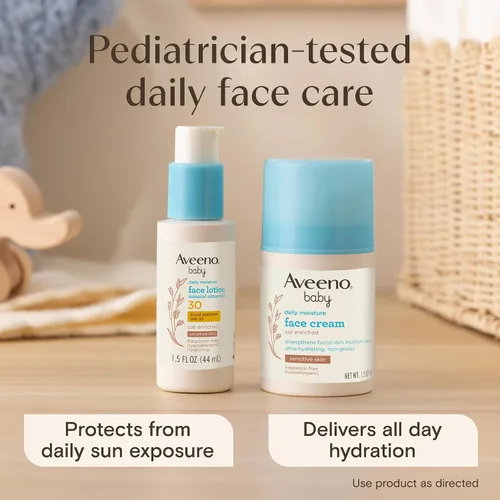 Vista 7 de Aveeno Baby Loción facial hidratante diaria y protector solar mineral con SPF 30, hidratante facial enriquecido con avena para bebés y protección