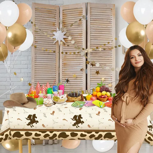 Vista 5 de Haimimall Manteles de vaquero para baby shower, decoración de fiesta
