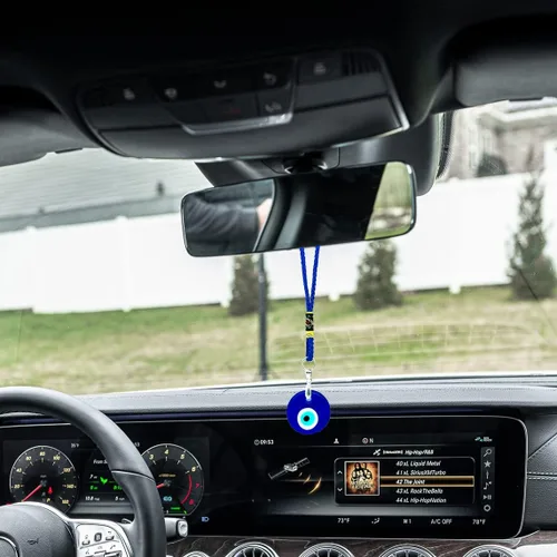 Vista 3 de Lindo Espejo De Coche Colgando Accesorios Colgante Interior Retrovisor Espejos Encantos Evil Eye Decoración De Coche Ornamento - Azul