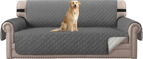 Vista 56 de H.VERSAILTEX Funda de sofá resistente al agua para sofá de 3 cojines, reversible, protector de muebles acolchado con correa elástica, funda de sofá